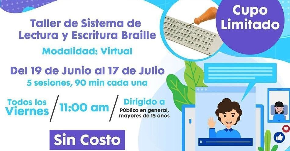 Invitan taller virtual sistema lectura escritura Braille
