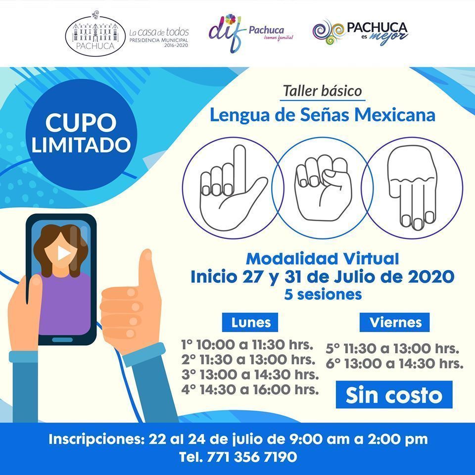 Impartirá DIF Pachuca talleres gratuitos de lengua de señas mexicana
