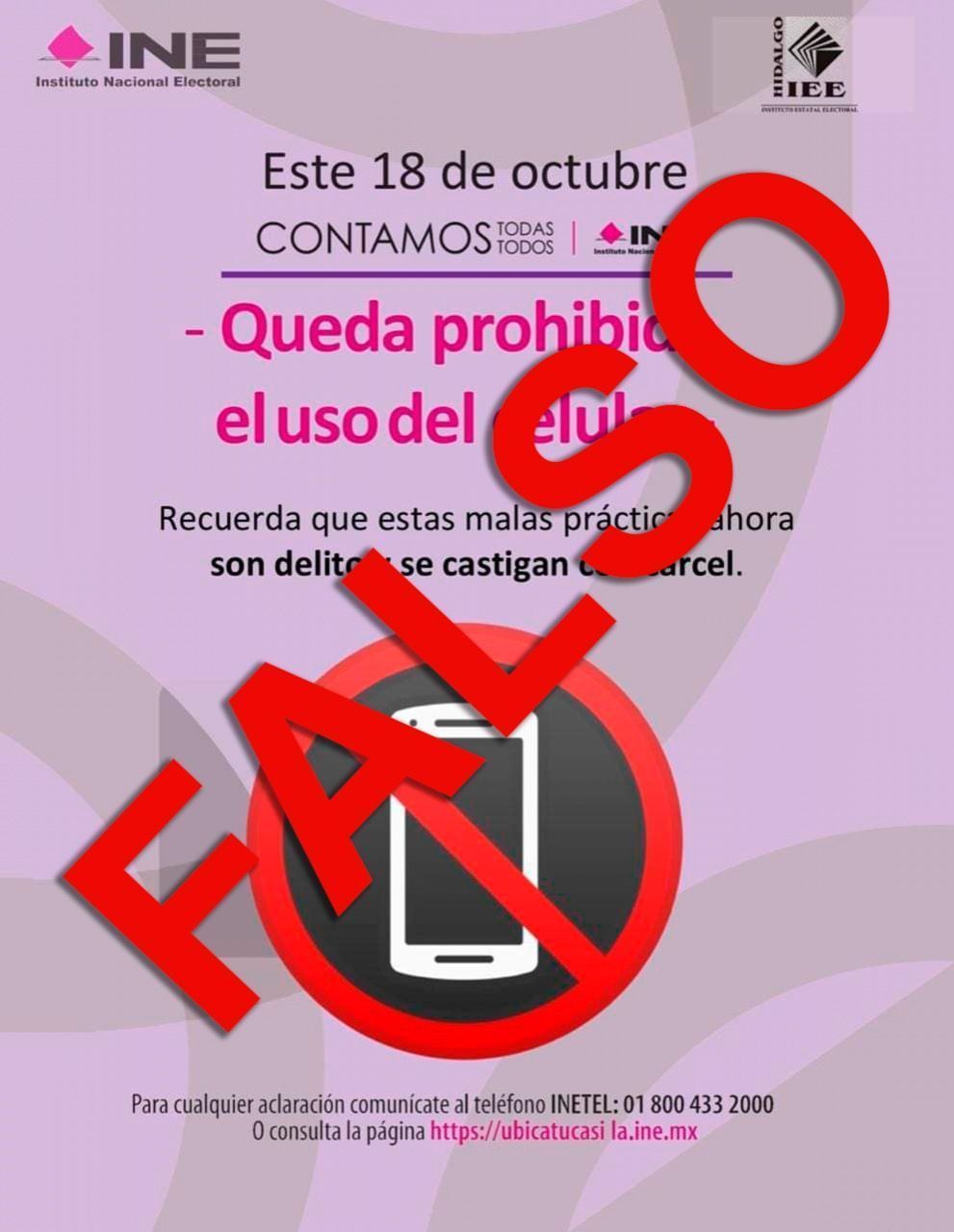 IEEH no prohíbe ingreso a las casillas con teléfonos celulares el próximo domingo 18 de octubre