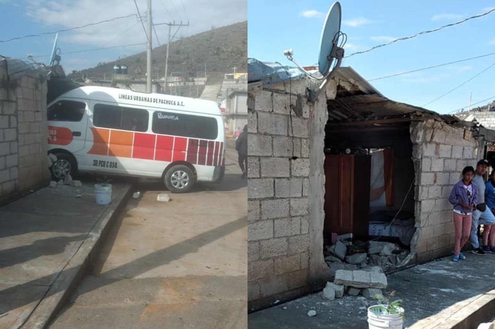 Combi se impacta contra casa en Pachuca: familia denuncia