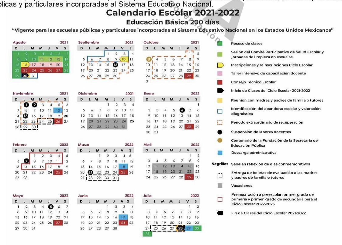 Calendario Escolar de la SEP para el ciclo 2021-2022: conócelo aquí