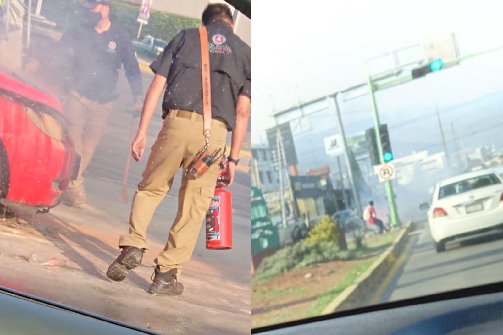 Vehículo se incendia sobre el bulevar Felipe Ángeles