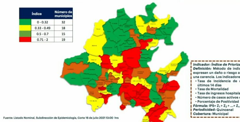 19 municipios de Hidalgo en rojo; 77 tienen casos