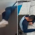 Todo le sale mal: intenta robar, se atora y pierde su tesis (VIDEO)