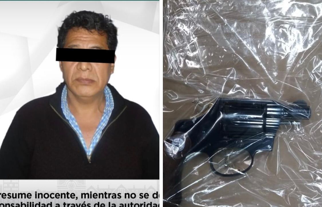 Detienen a sujeto con un arma en un taxi, en Pachuca