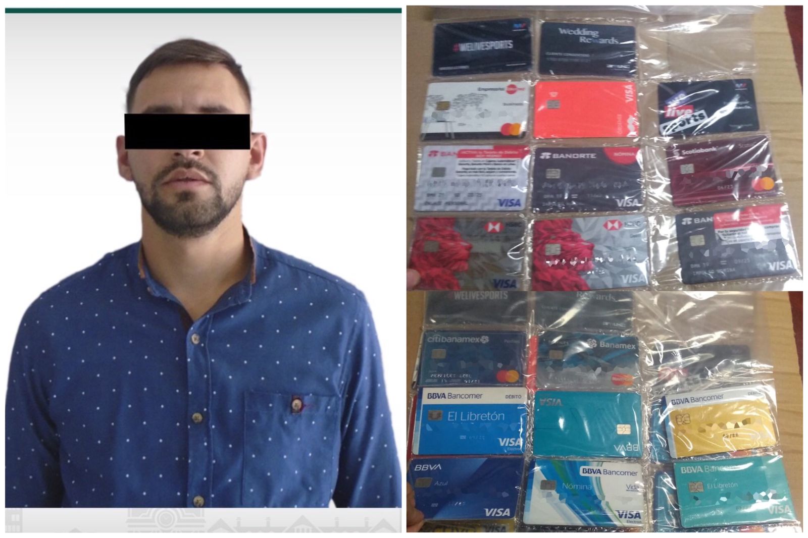Detienen a sujeto con 31 tarjetas bancarias, en Pachuca