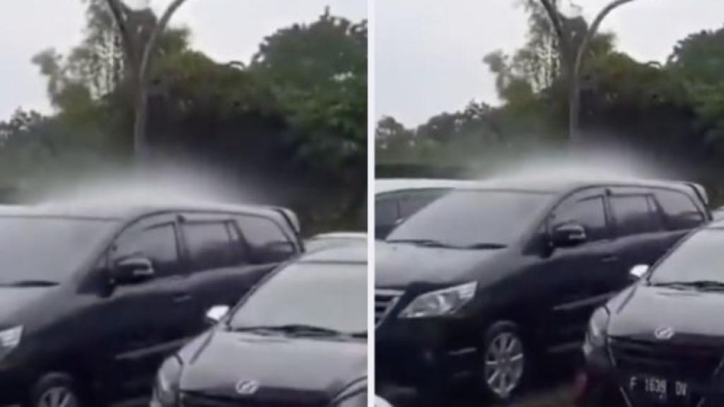 Cae lluvia sólo sobre un auto y el fenómeno se hace viral