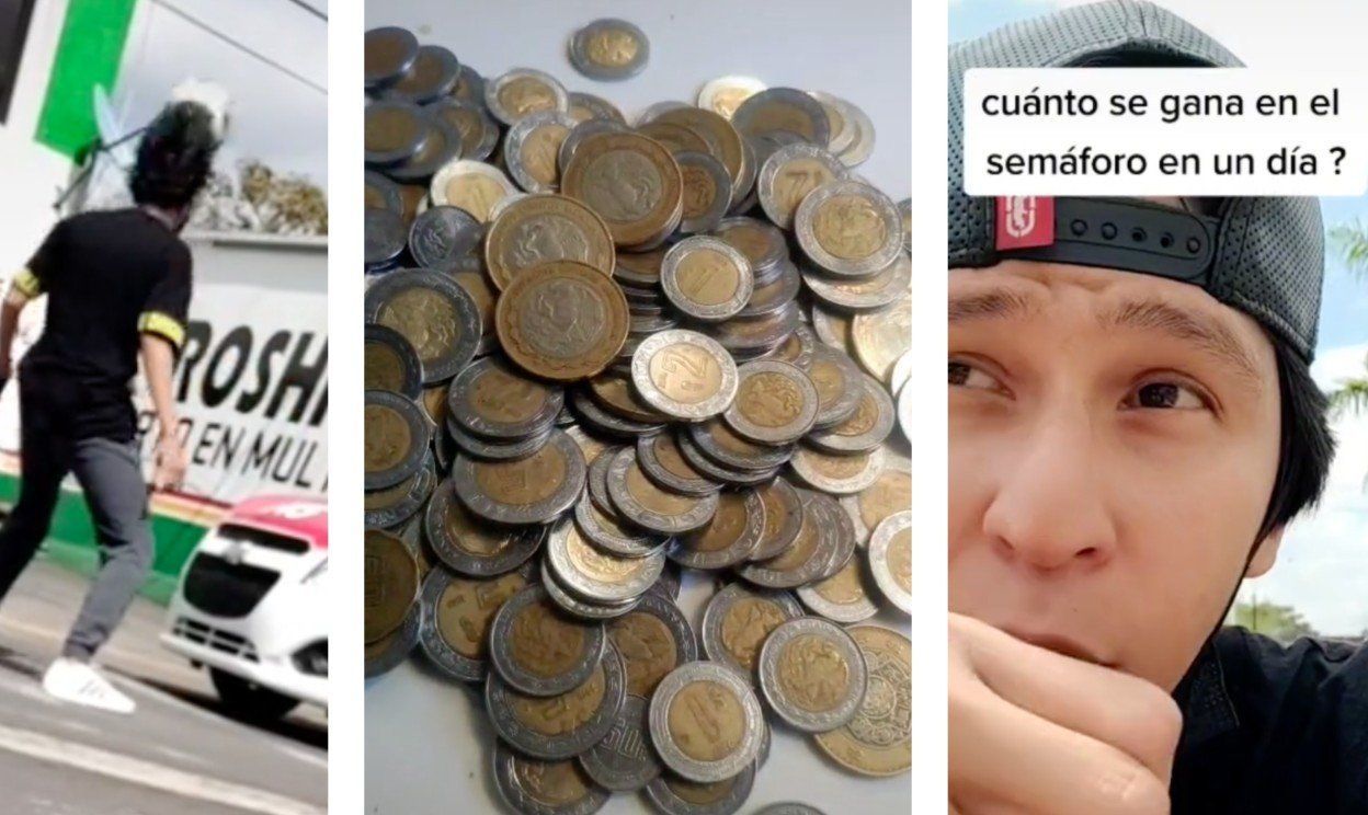 Revela joven cuánto gana en un semáforo durante un día