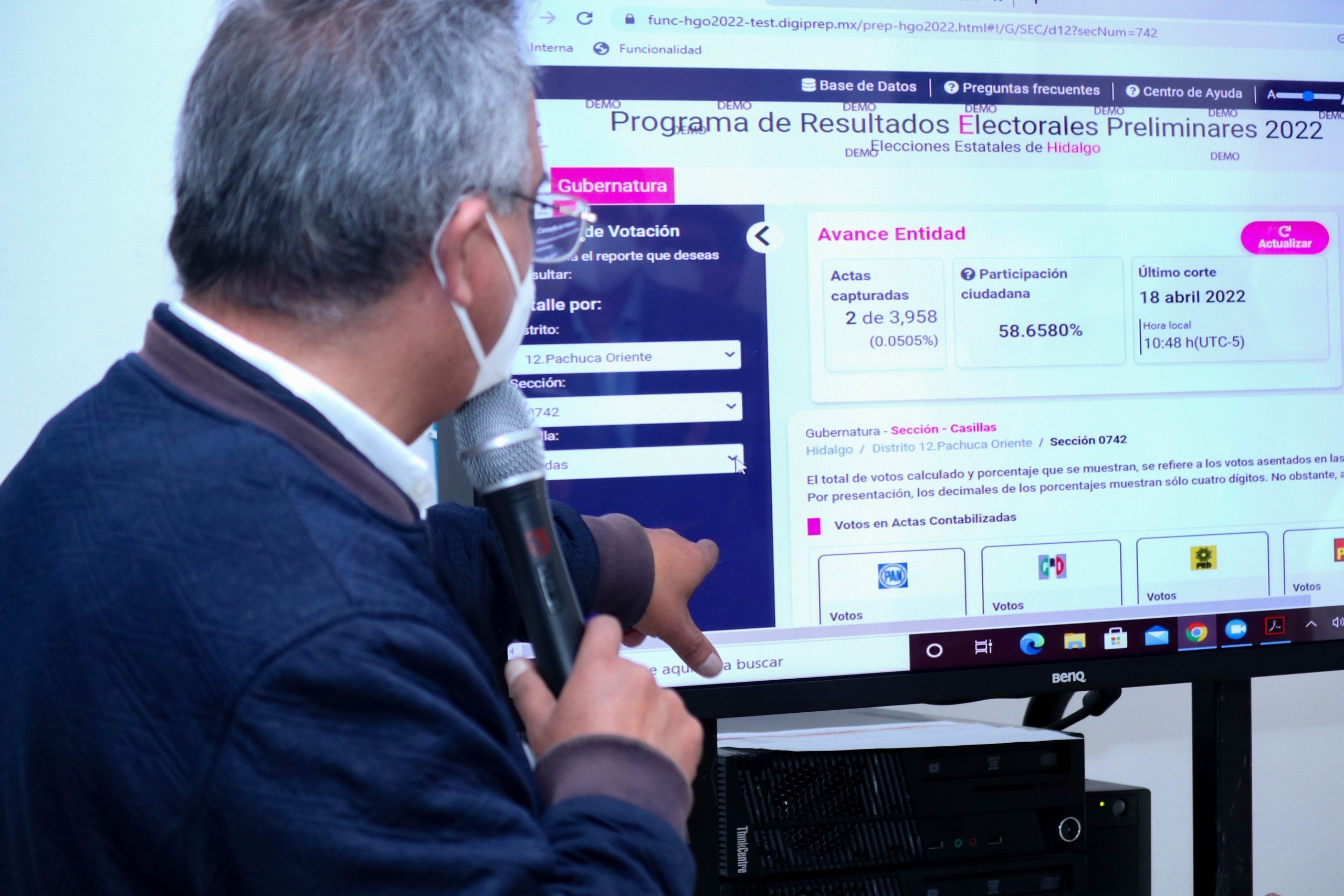 Previo a la celebración de los Simulacros PREP, IEEH realiza prueba de funcionamiento