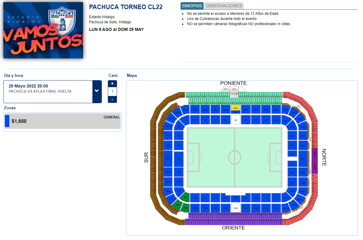 Arranca venta en línea para final Pachuca vs Atlas