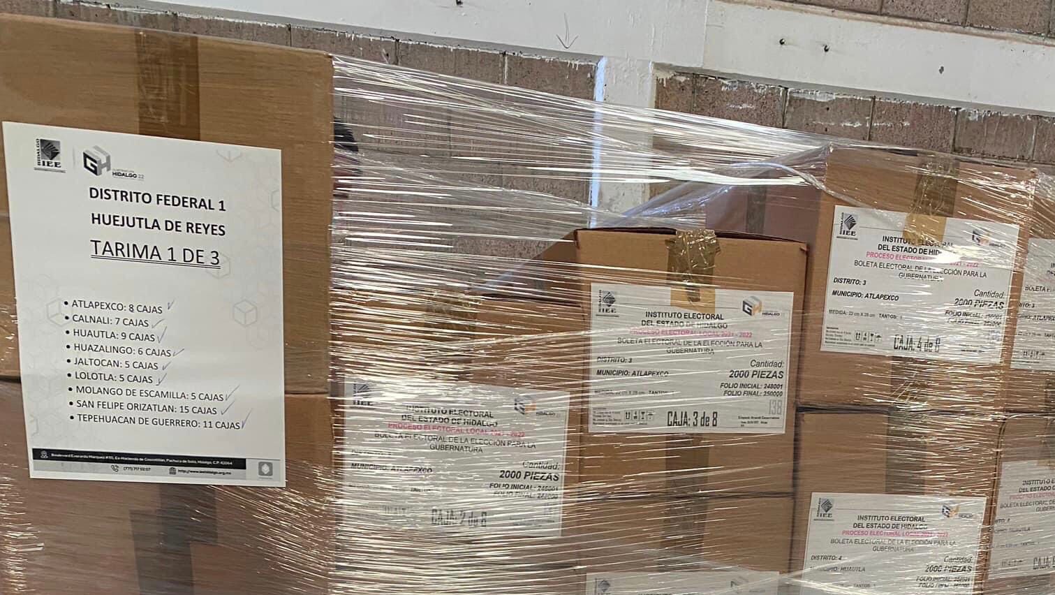 Envía IEEH boletas electorales a distritos de Hidalgo