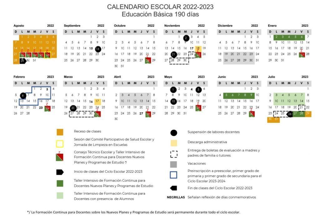 Alista SEP el calendario escolar del ciclo 2022-2023