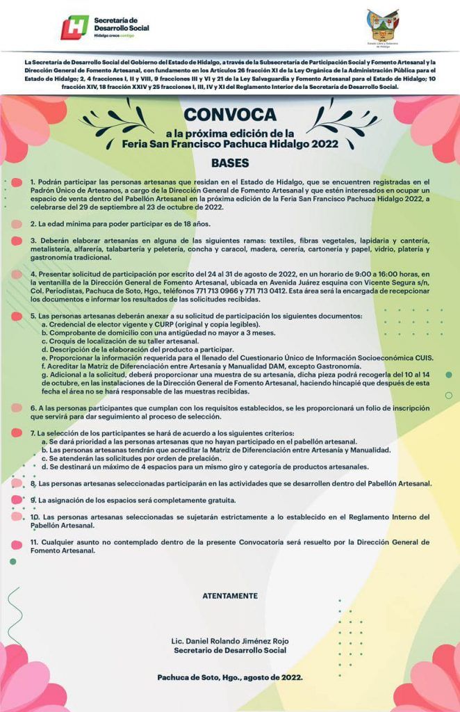 Convocan a artesanos para pabellón de la Feria Pachuca 2022
