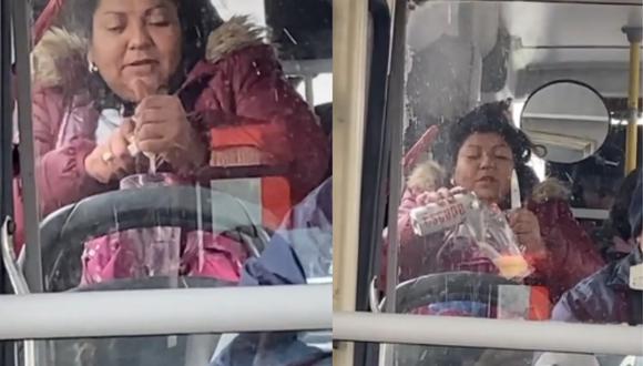 ¡Salucita! Captan a mujer preparándose una cerveza en autobús