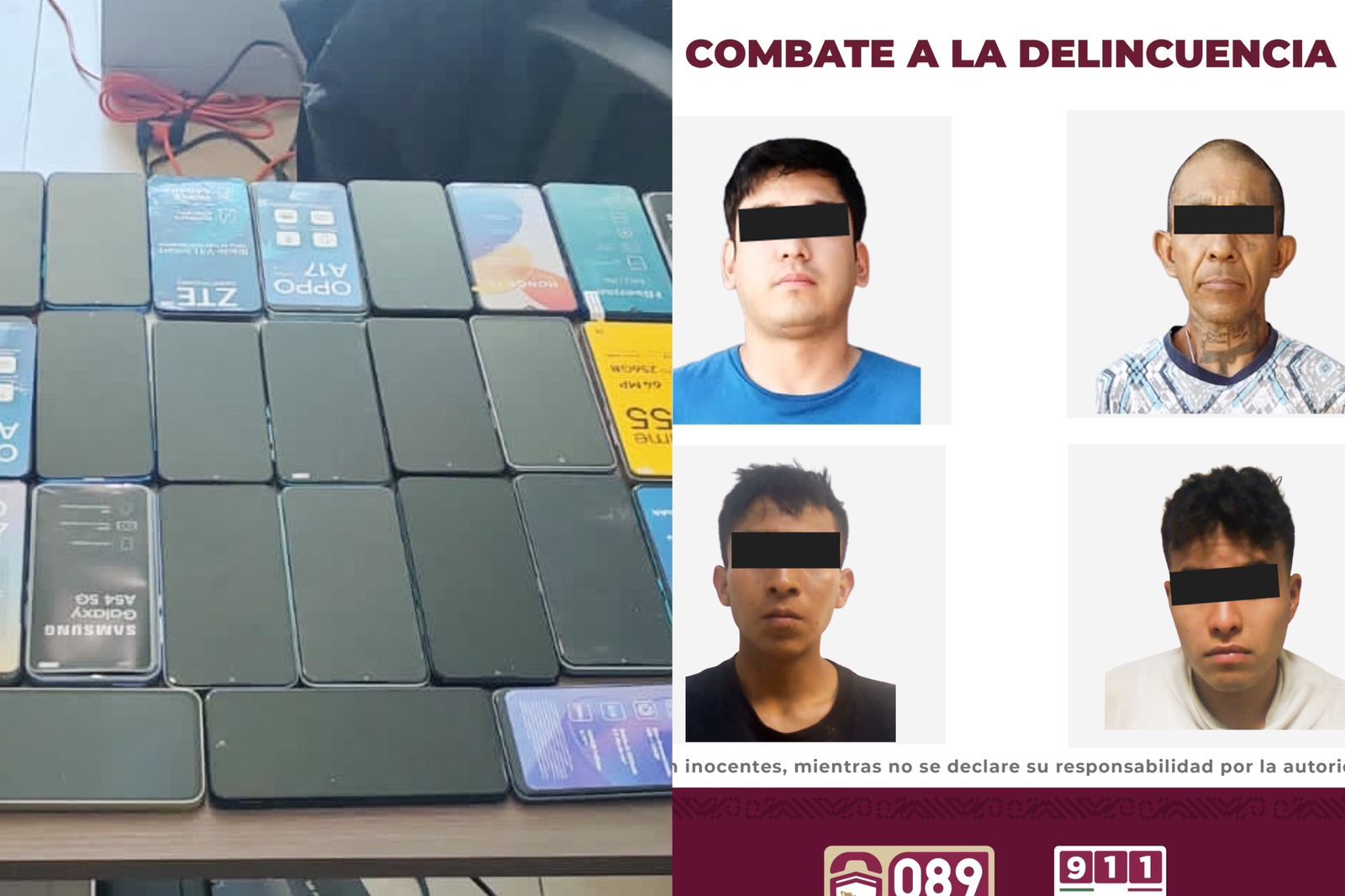 Recuperan 54 celulares robados a tienda de Pachuca; 4 detenidos