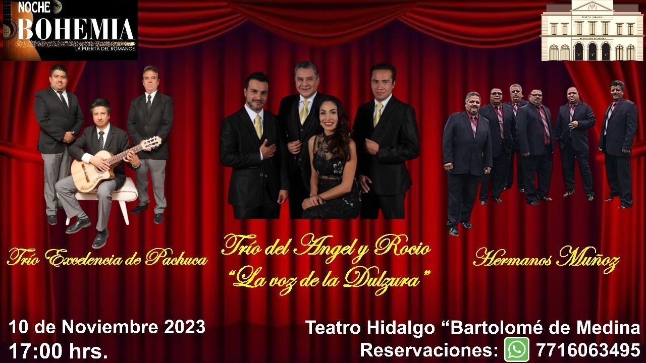 Trío Excelencia de Pachuca tendrá Noche Bohemia en el Bartolomé de Medina