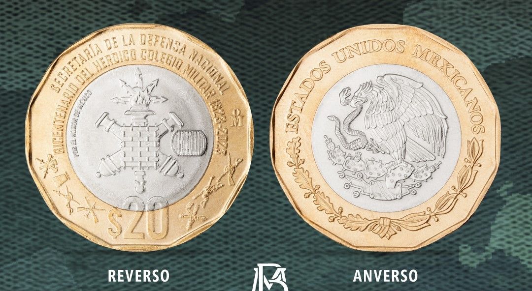 Conoce la nueva moneda de 20 pesos conmemorando al Colegio Militar