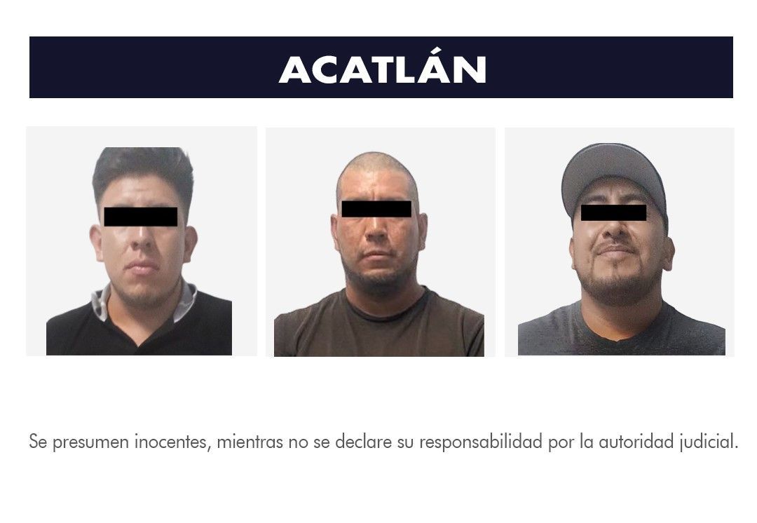 Detienen a 3 personas que portaban armas, en Acatlán