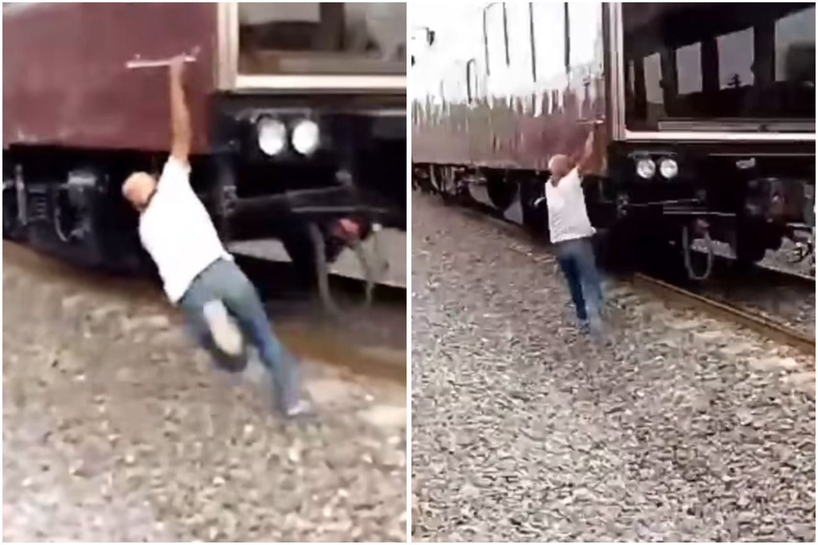 Hombre se cuelga de locomotora Emperatriz a su paso por Tula