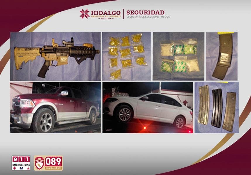 Aseguran en Hidalgo a banda por robo de transporte y secuestro express