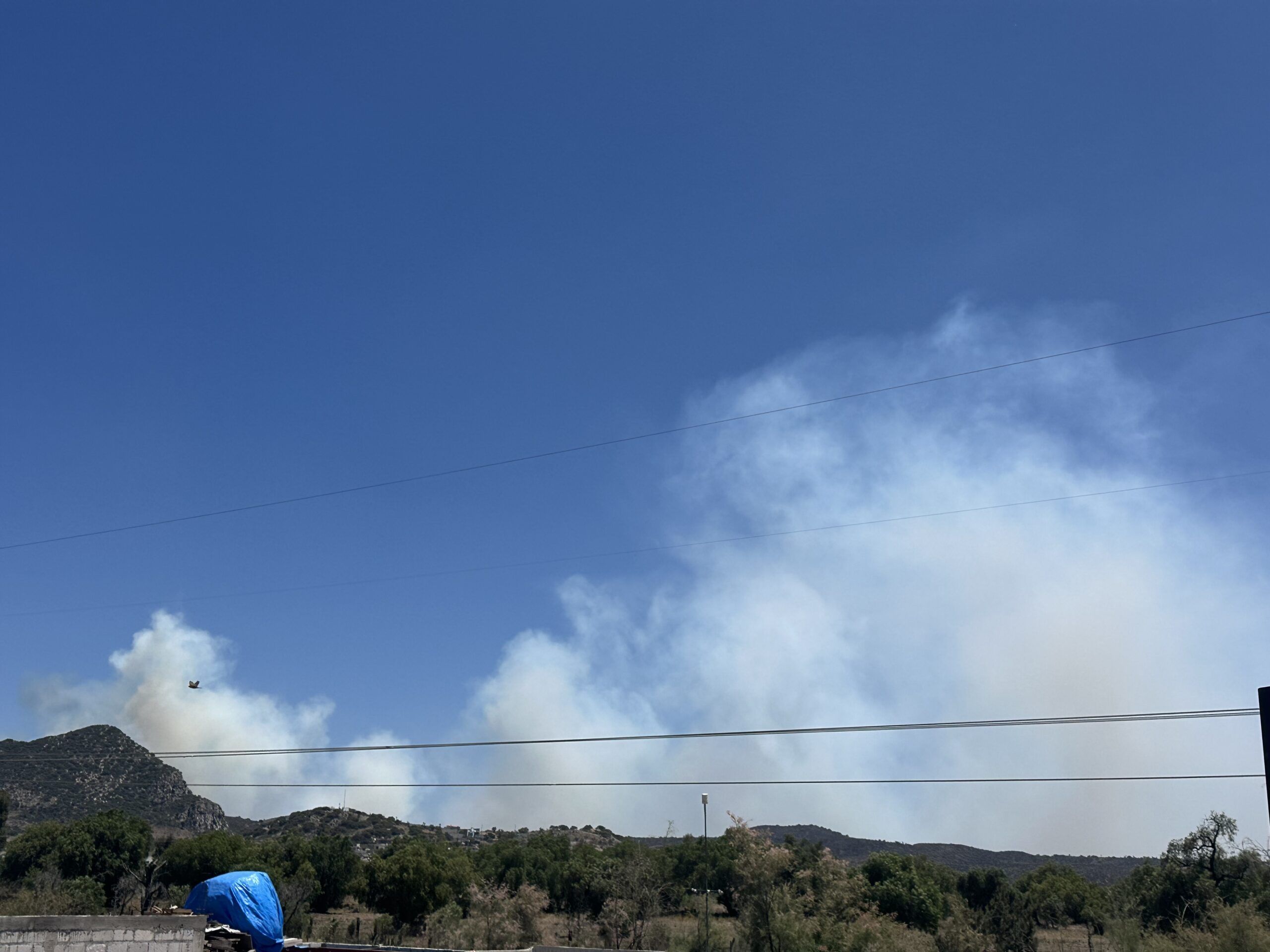 Combaten brigadas incendio en Epazoyucan