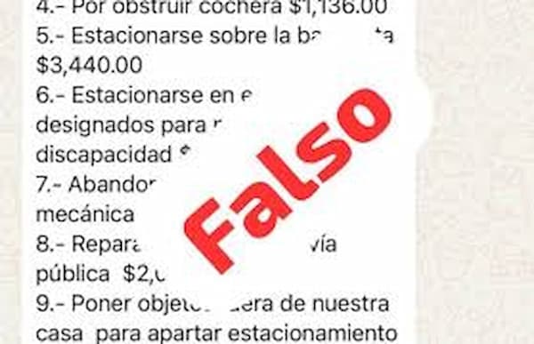 Falsa, lista de multas que circula por WhatsApp