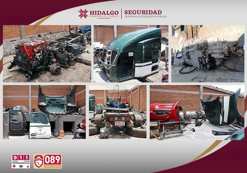 SSPH detiene a 10 sujetos tras robo y desvalijamiento de un tractocamión