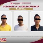 Policía Estatal asegura a 3 individuos tras robos a viviendas de Pachuca