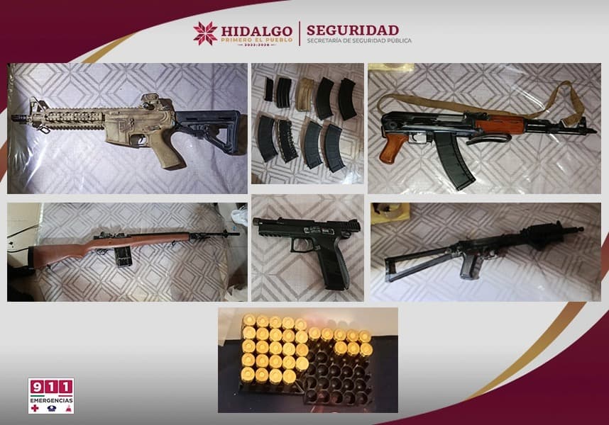 Aseguran réplicas de armas y drogas durante cateos en Pachuca