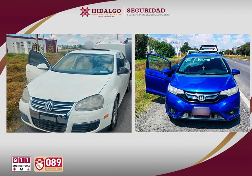 Policías Estatales recuperan vehículo robado y detienen a tres implicados