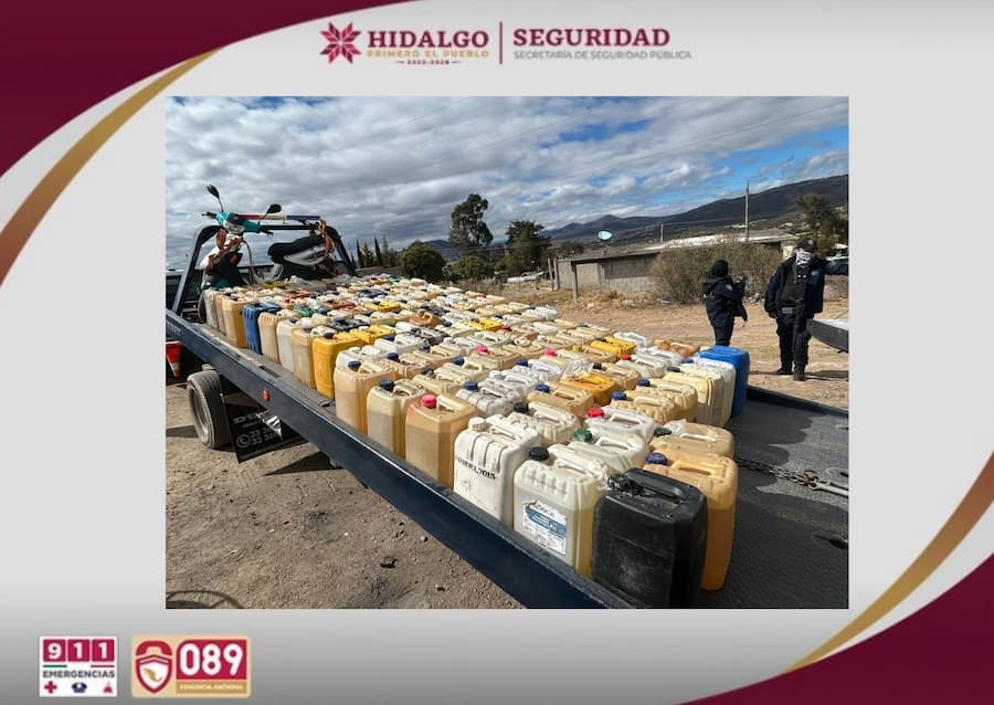 Aseguran 6 mil 400 litros de hidrocarburo en Hidalgo