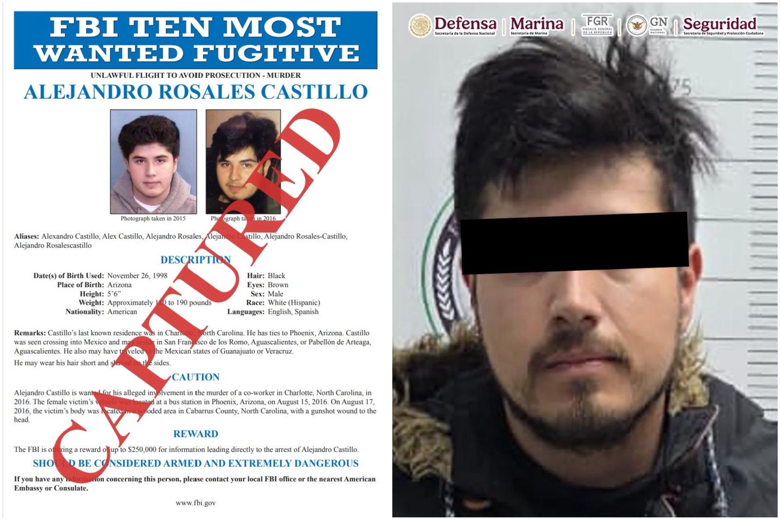 Detienen en Pachuca a uno de los 10 más buscados por el FBI