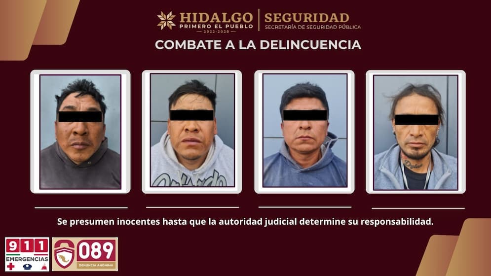 Aseguran a cuatro personas de Los Polos, banda delictiva en Pachuca