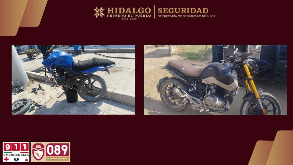 SSPH asegura a banda dedicada al robo de motocicletas en Tizayuca
