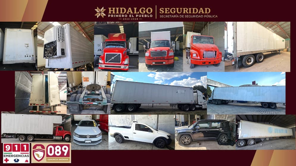 Recuperan 15 tractocamiones y 24 toneladas de mercancía, en Apan