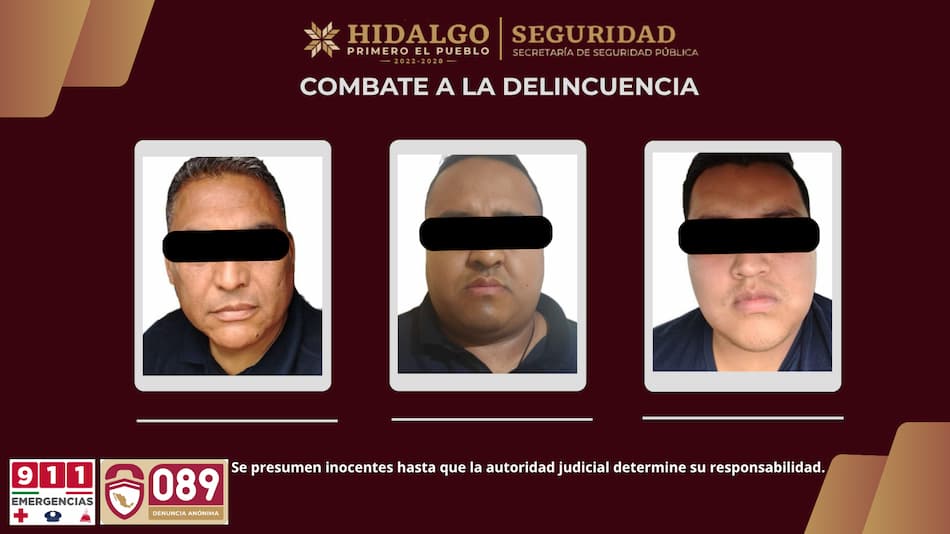 Gabinete de Seguridad aprehende a mandos municipales de Tezontepec de Aldama