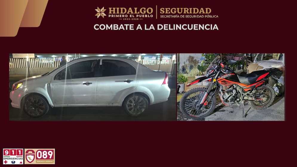 Aseguran a banda dedicada al robo de motocicletas en Pachuca