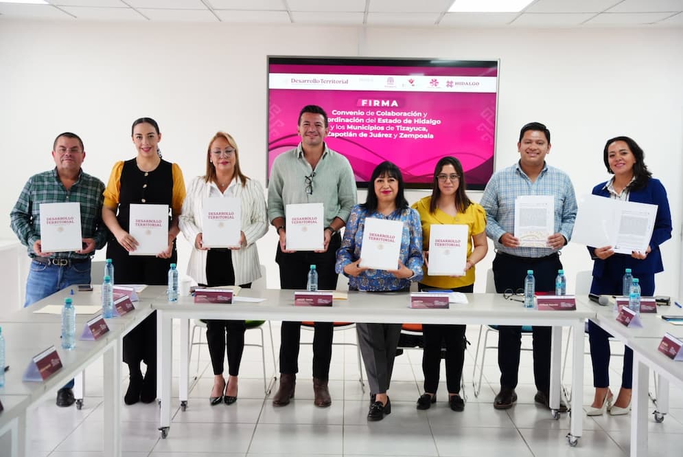 Gobierno de Hidalgo firma convenio con tres municipios para fortalecer la planeación territorial