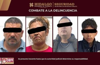 SSPH asegura a cuatro sujetos por narcomenudeo y robo en Hidalgo