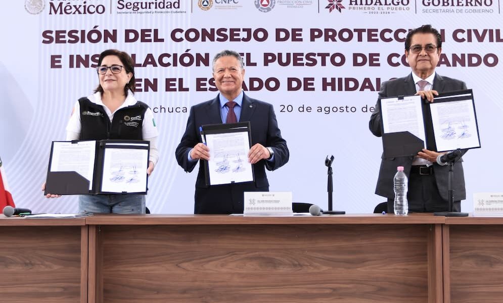 Gobierno de Hidalgo y CNPC instalan Puesto de Comando para enfrentar temporada de lluvias