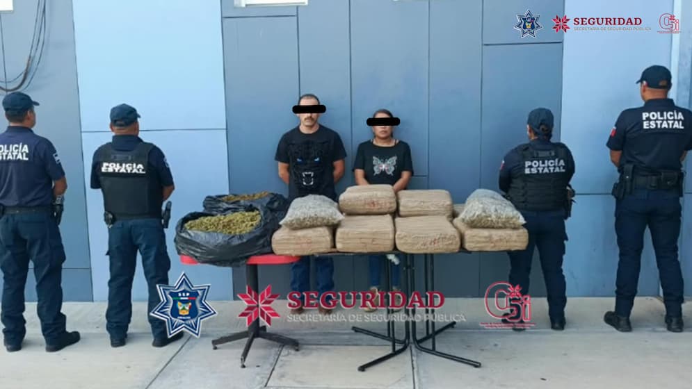 SSPH detiene a pareja que trasladaba 72 kilos de marihuana