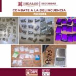SSPH detiene a dos personas y asegura 640 dosis de presuntas drogas, en Pachuca