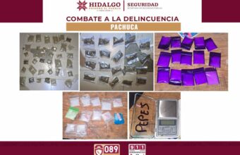 SSPH detiene a dos personas y asegura 640 dosis de presuntas drogas, en Pachuca
