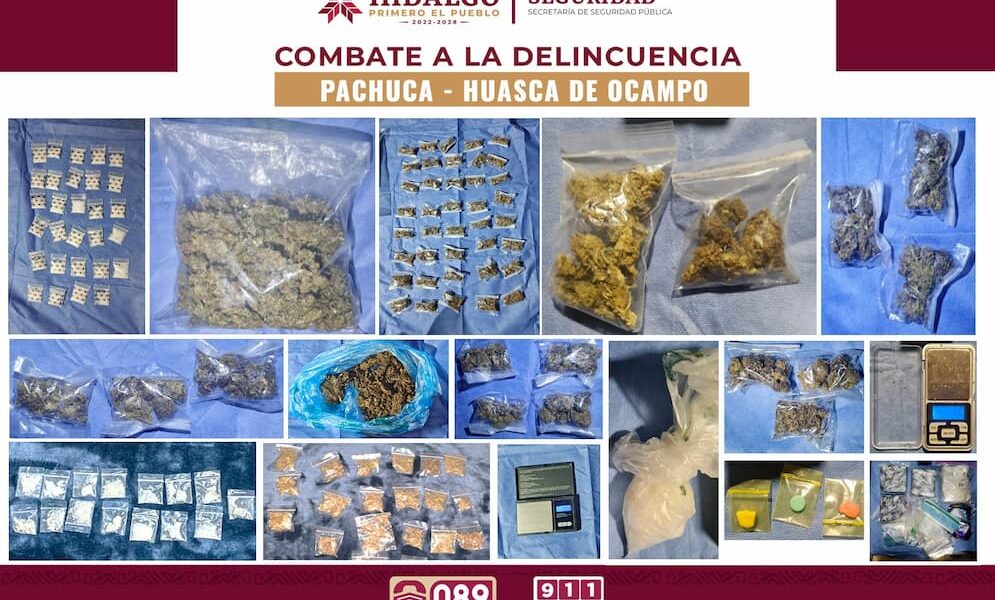 En Pachuca y Huasca, SSPH asegura cerca de 4 mil dosis de presunta droga